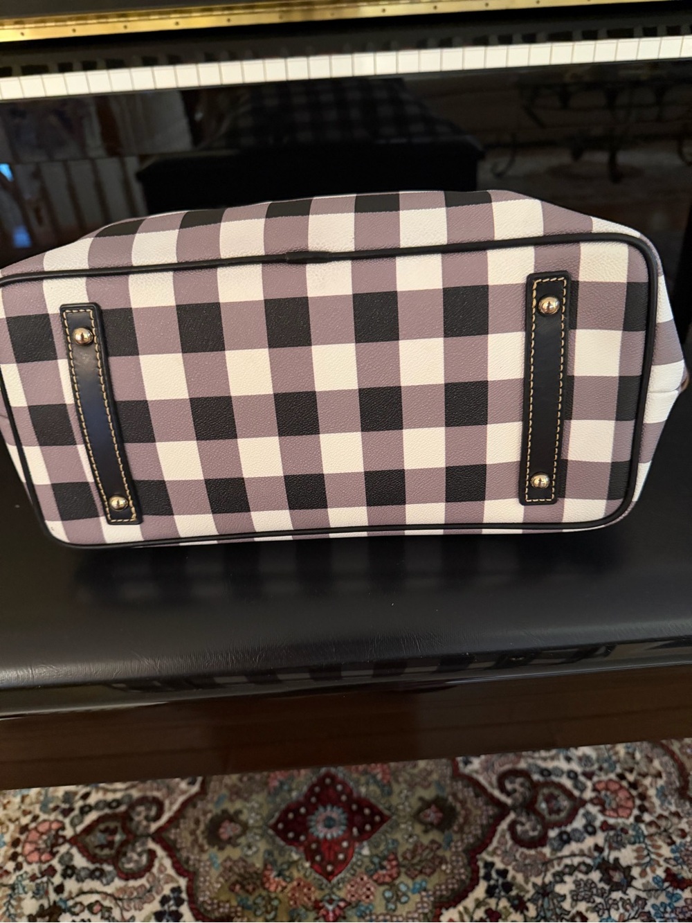 Dooney & Bourke Black and White Gingham Tote - Picture 3 of 4